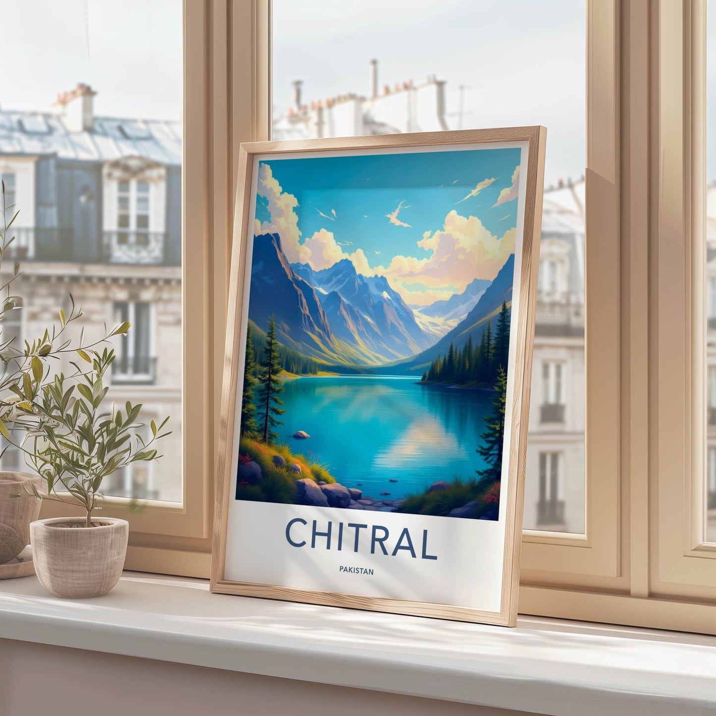 Chitral Poster - Pakistan Travel Art - Scenic Mountain Lake Wall Decor