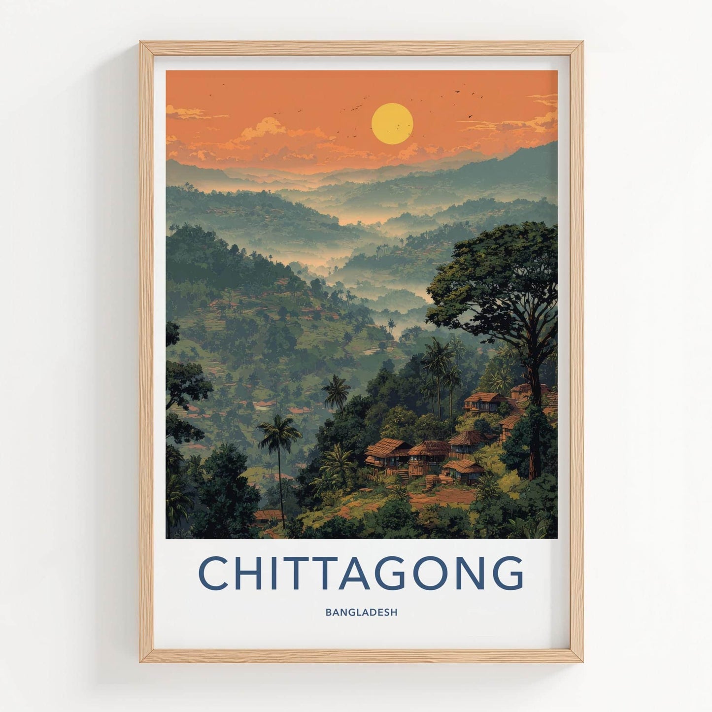 Chittagong Poster - Bangladesh Travel Art - Misty Tropical Village Wall Decor