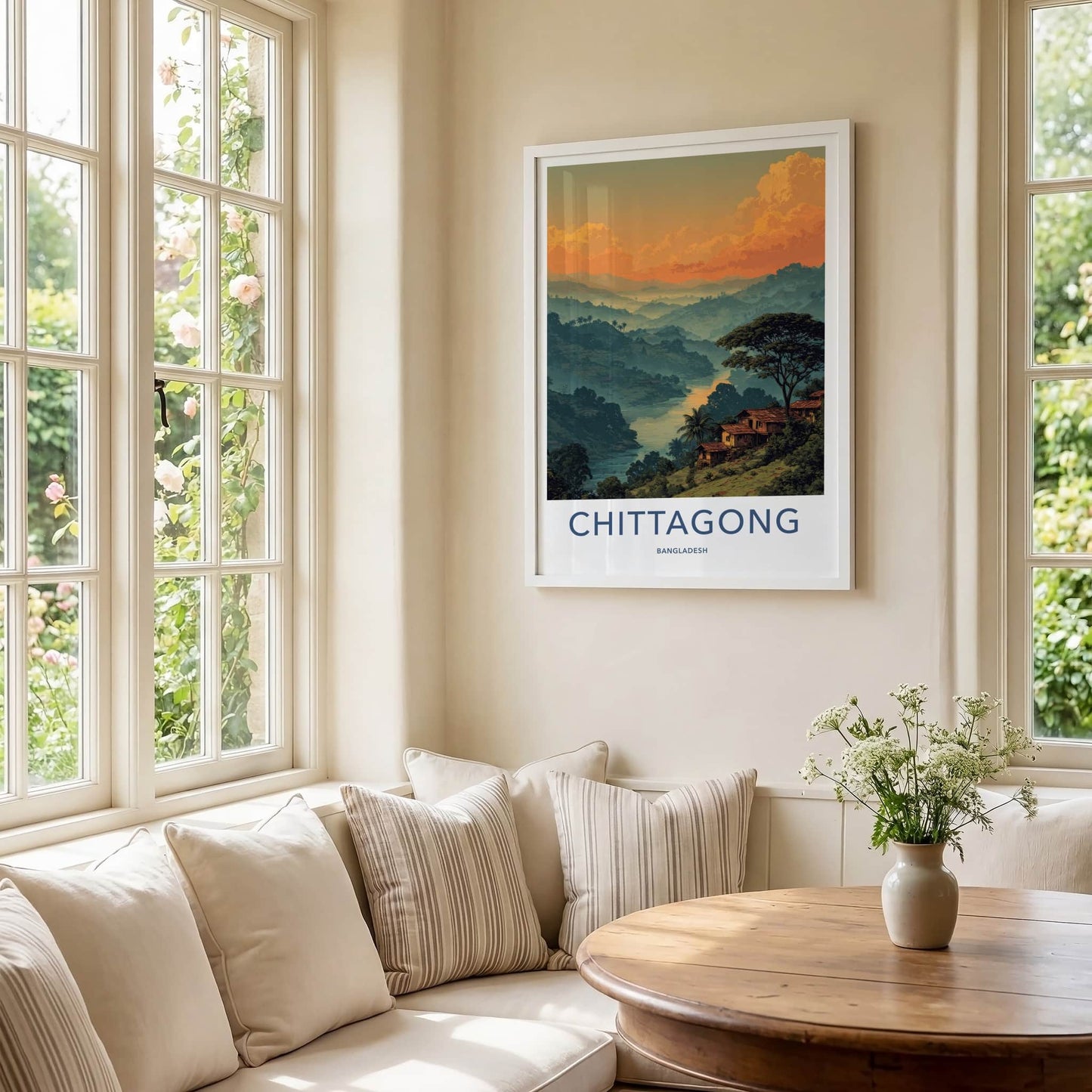 Chittagong Poster - Bangladesh Travel Print - River Valley Huts Gallery Art