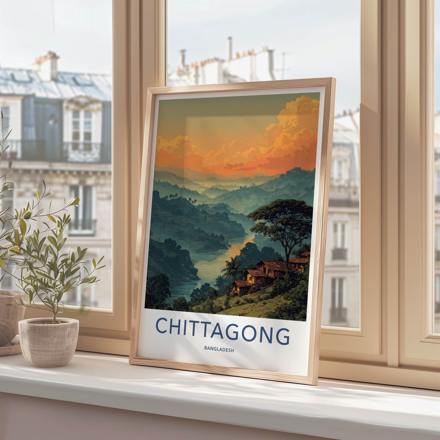Chittagong Poster - Bangladesh Travel Print - River Valley Huts Gallery Art