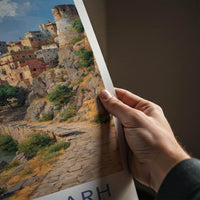 Chittorgarh Poster - India Travel Art - Rajasthan Hillside River Home Decor