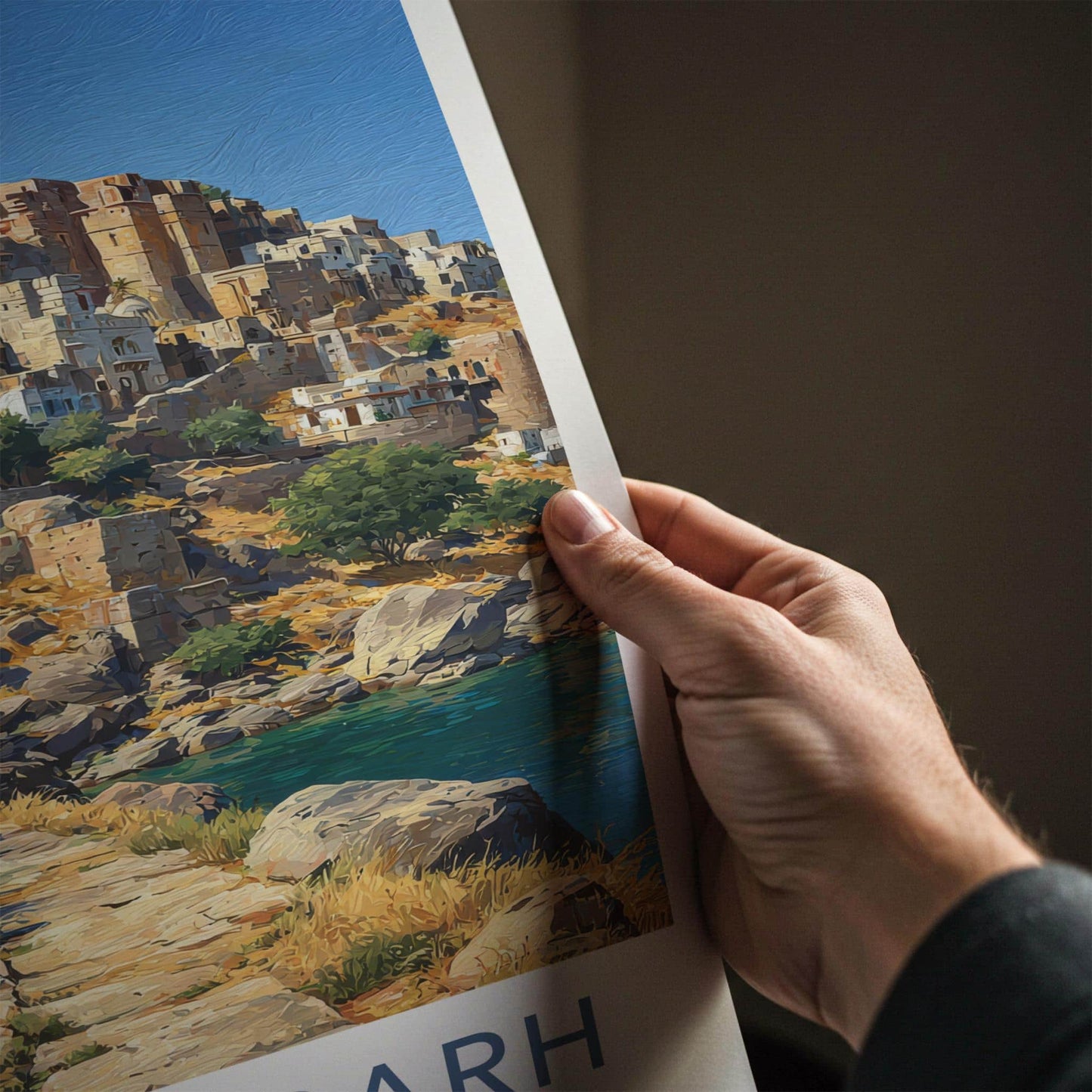 Chittorgarh Poster - India Travel Art - Rajasthan Historic Hillside Home Decor