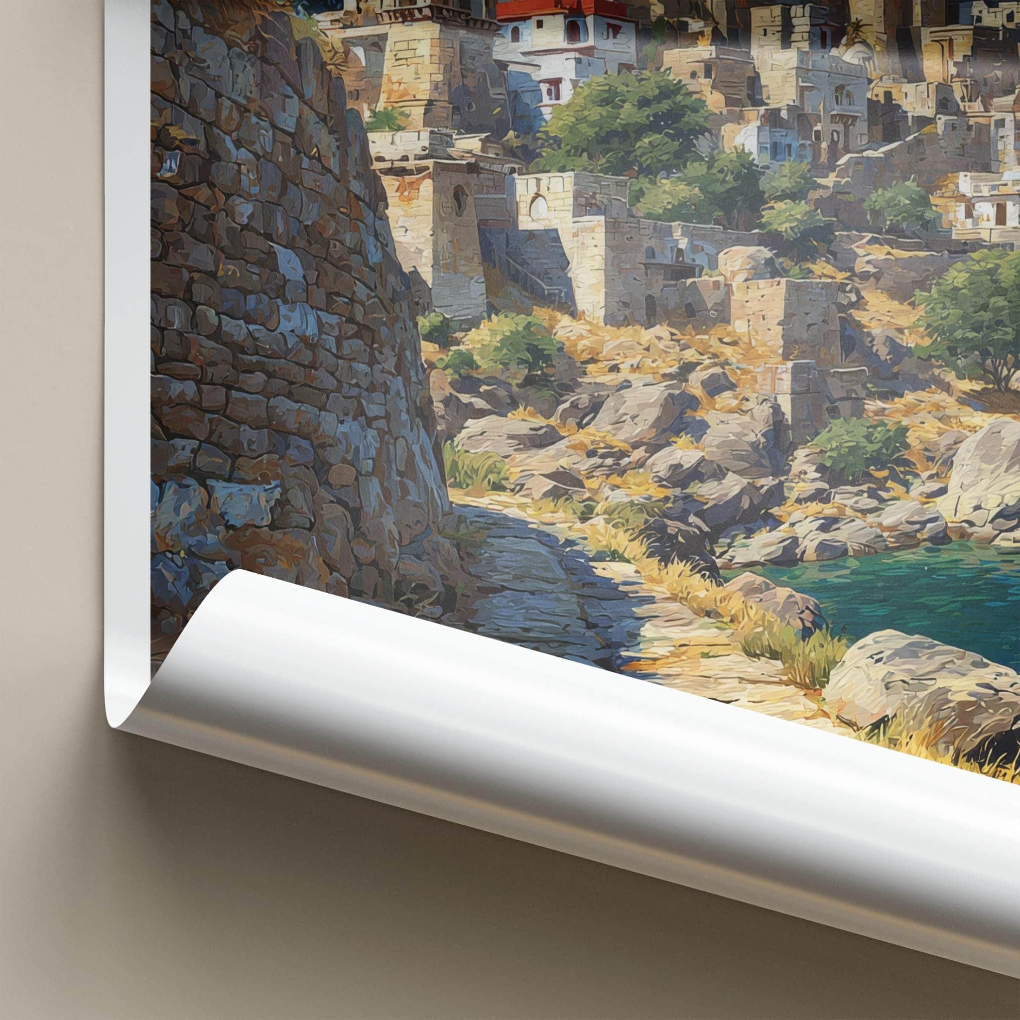 Chittorgarh Poster - India Travel Art - Rajasthan Historic Hillside Home Decor