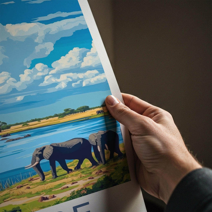 Chobe National Park Poster - Wildlife Wall Art Featuring Elephants