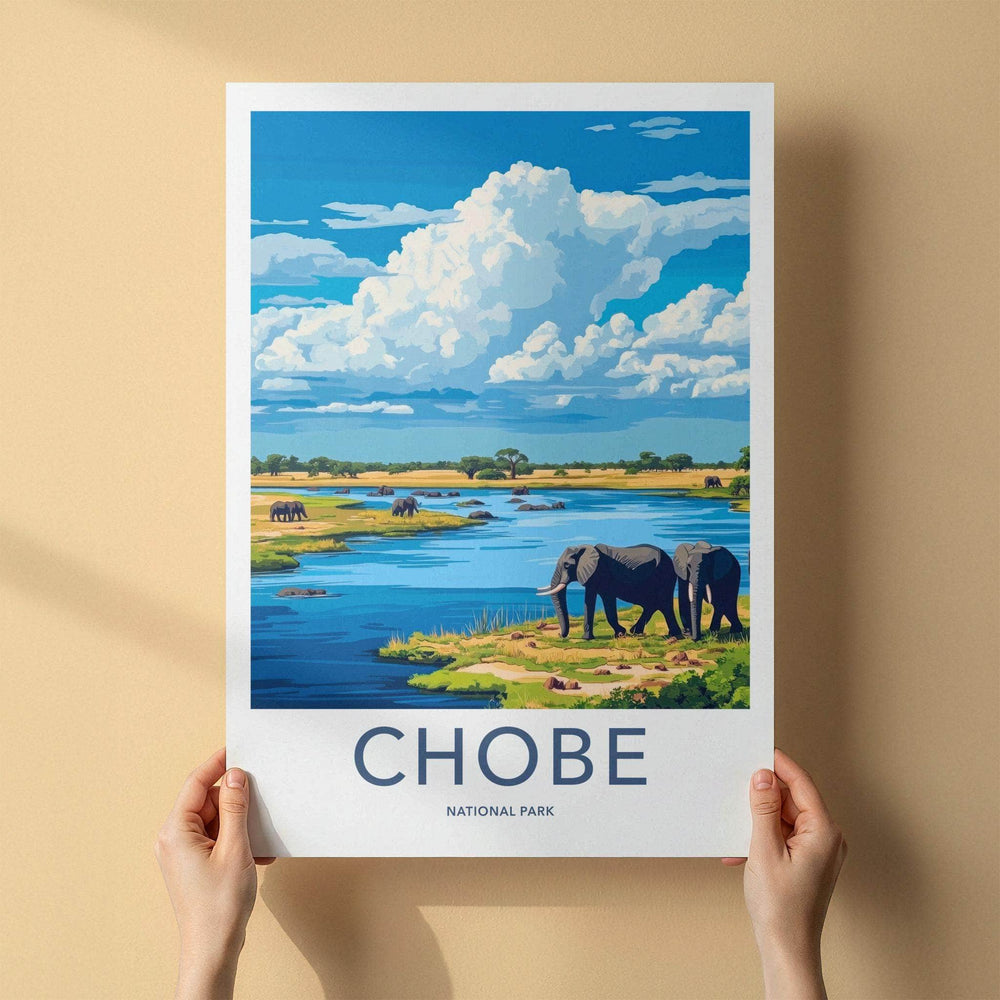 Chobe National Park Poster - Wildlife Wall Art Featuring Elephants