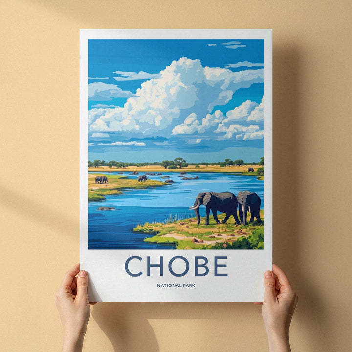 Chobe National Park Poster - Wildlife Wall Art Featuring Elephants