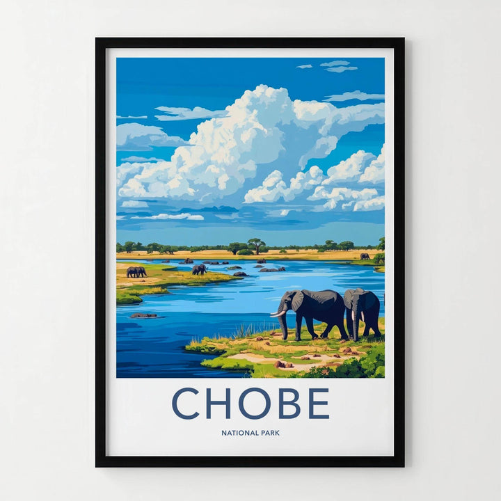 Chobe National Park Poster - Wildlife Wall Art Featuring Elephants