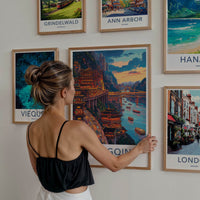 Chongqing Poster - China Travel Art - Illuminated Cliffside City Home Decor