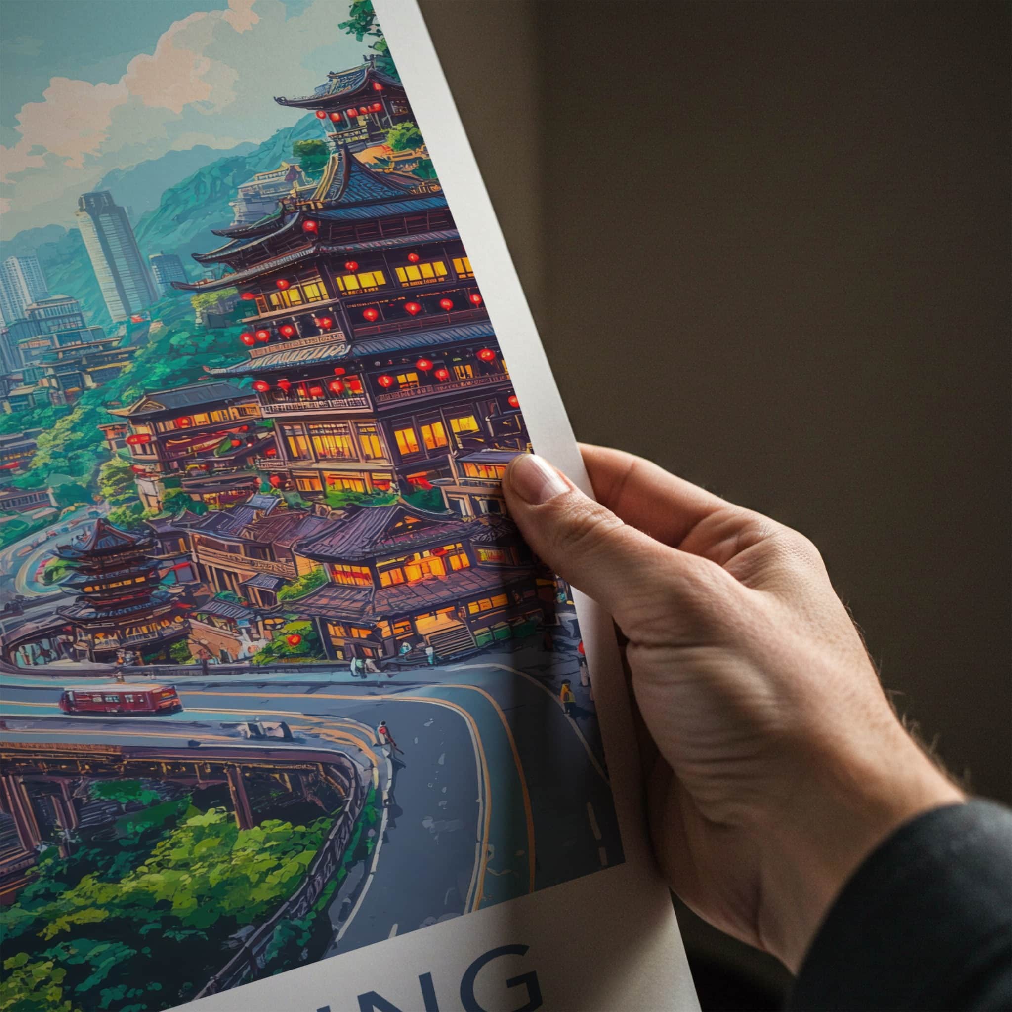 Chongqing Poster - China Travel Art - River City Panorama Home Decor