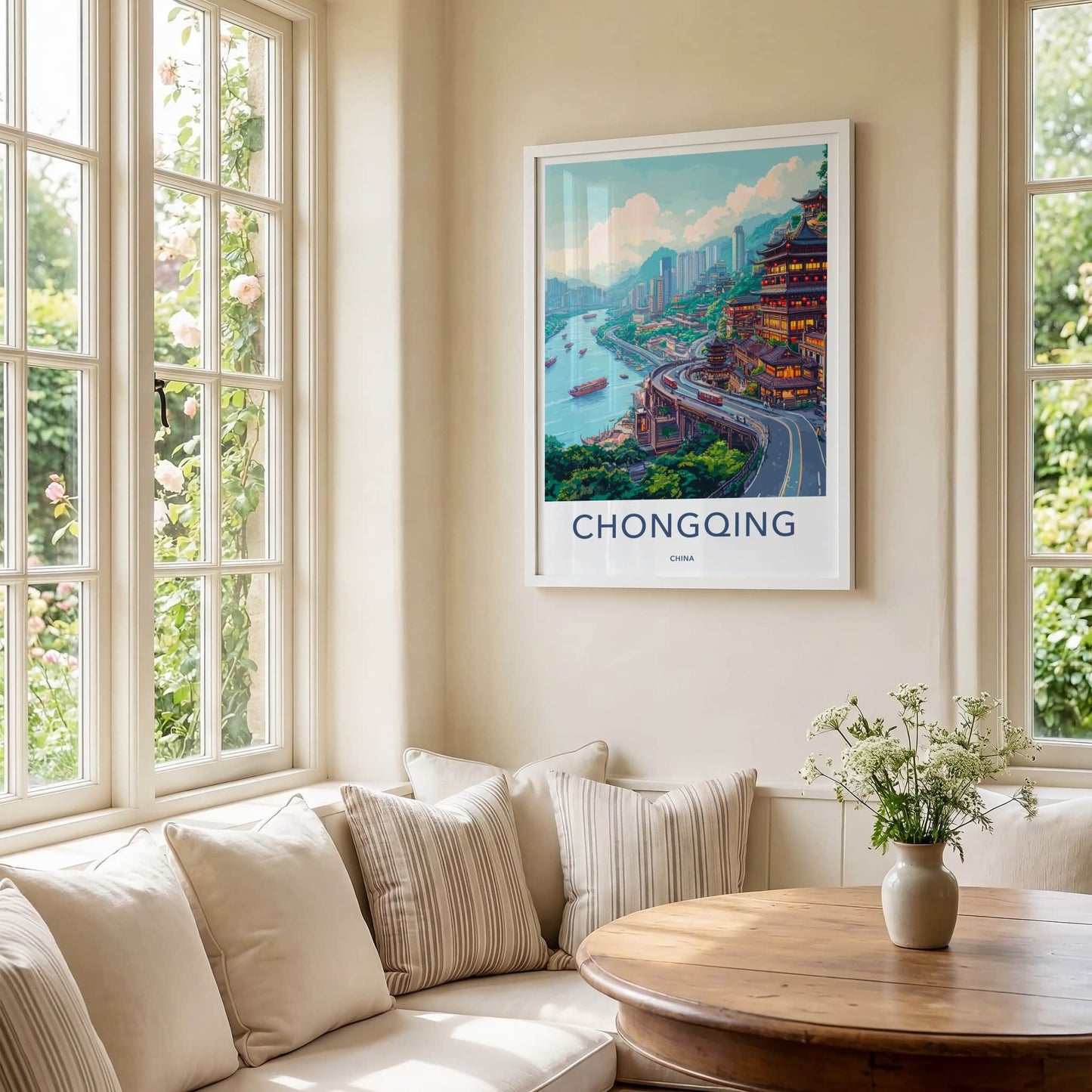 Chongqing Poster - China Travel Art - River City Panorama Home Decor
