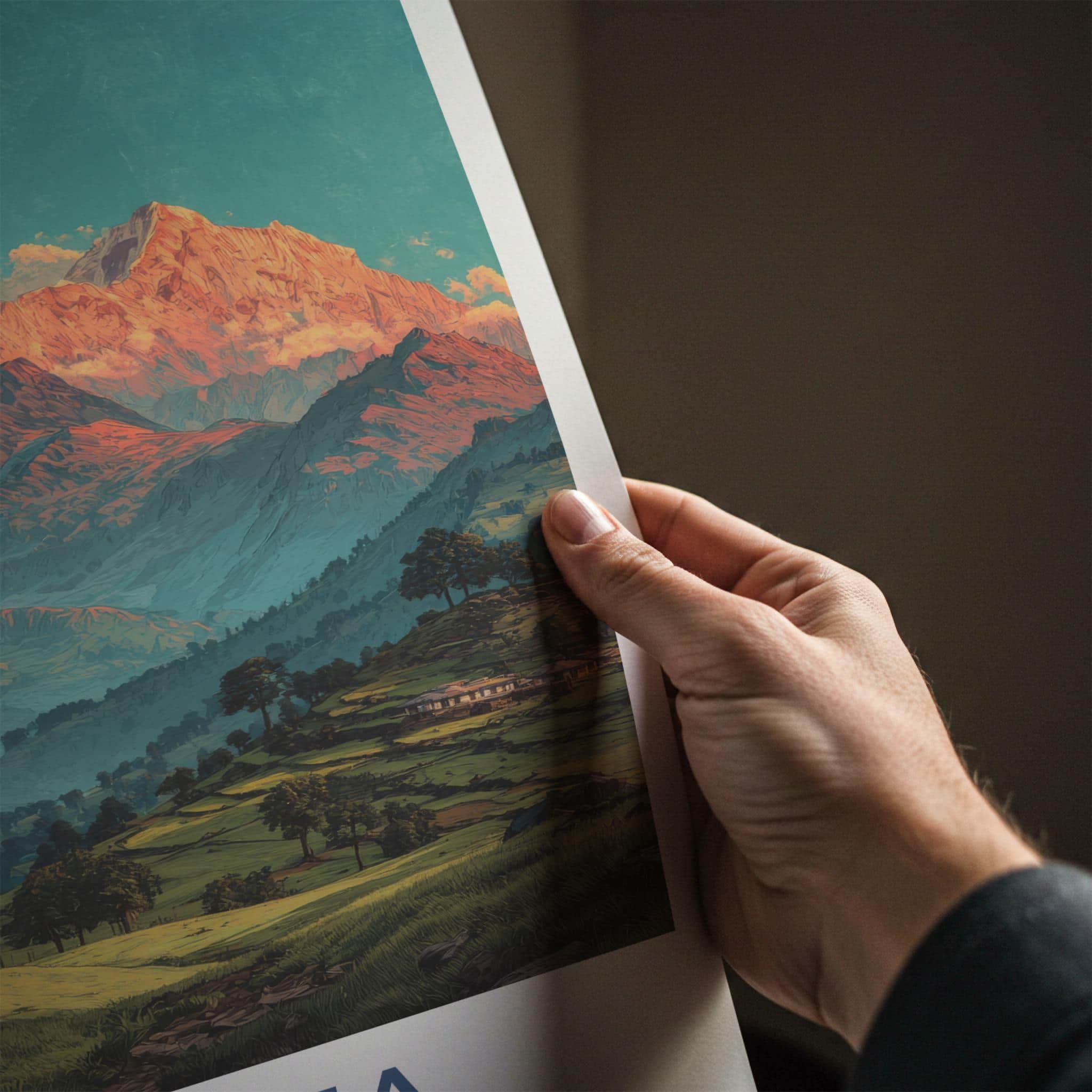 Chopta Poster - India Travel Art - Uttarakhand Glowing Peaks View Home Decor