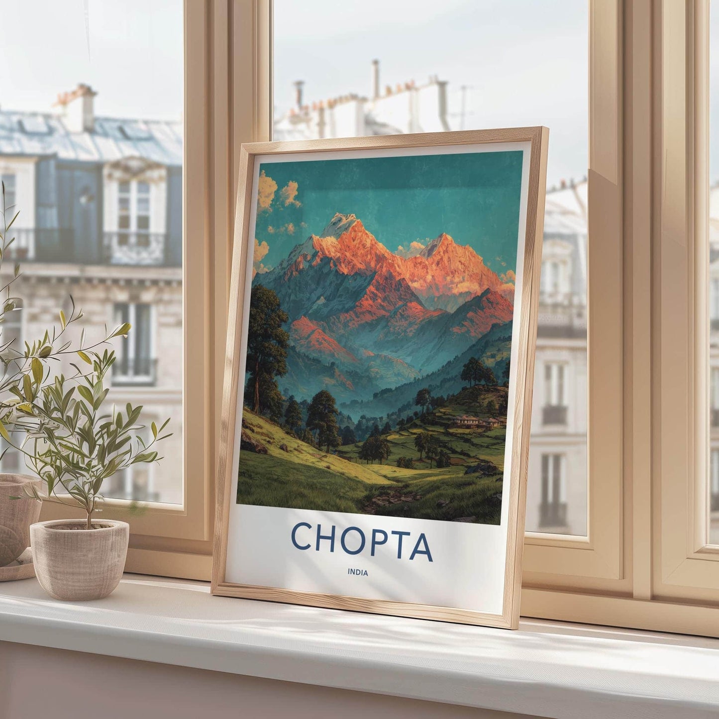 Chopta Poster - India Travel Art - Uttarakhand Glowing Peaks View Home Decor