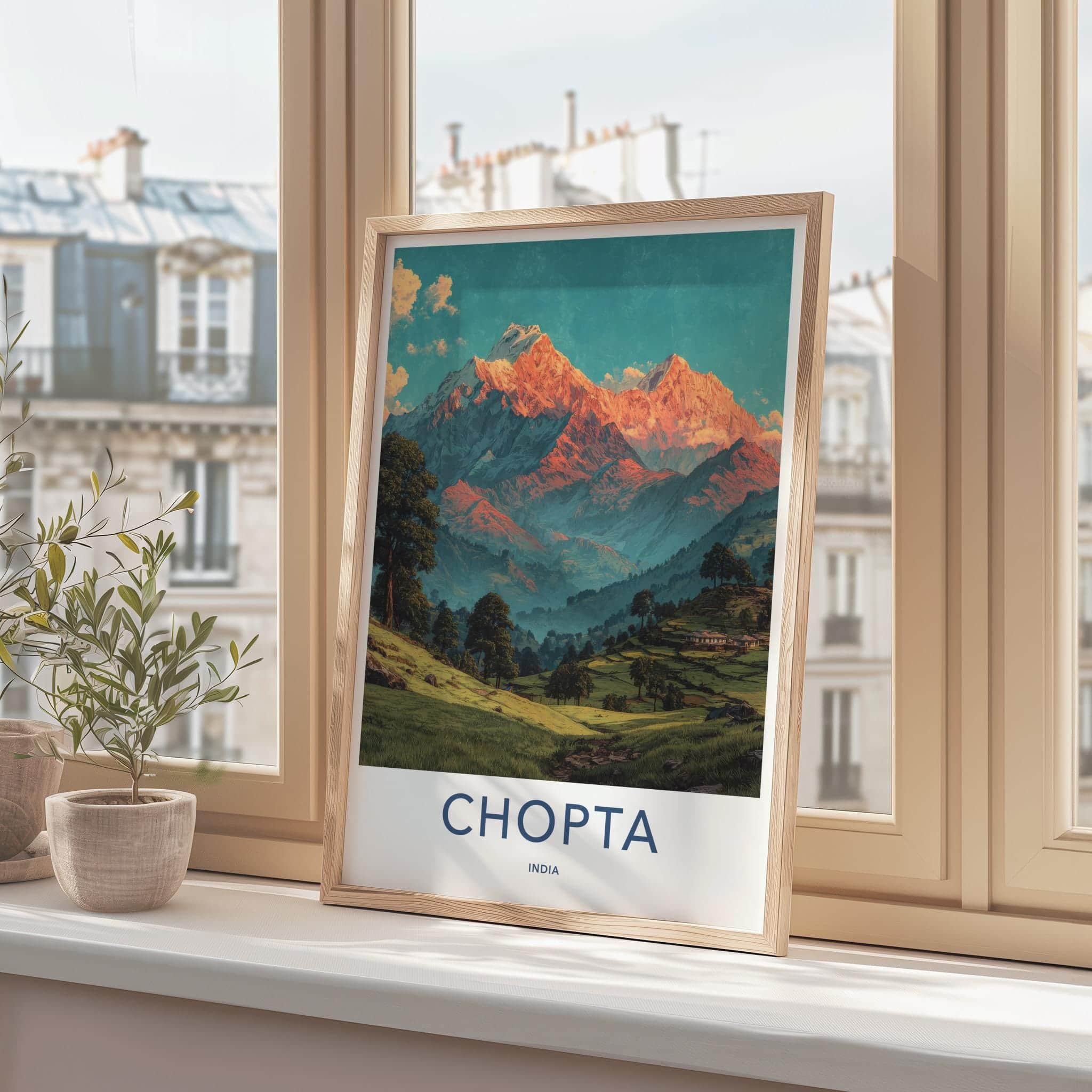 Chopta Poster - India Travel Art - Uttarakhand Glowing Peaks View Home Decor