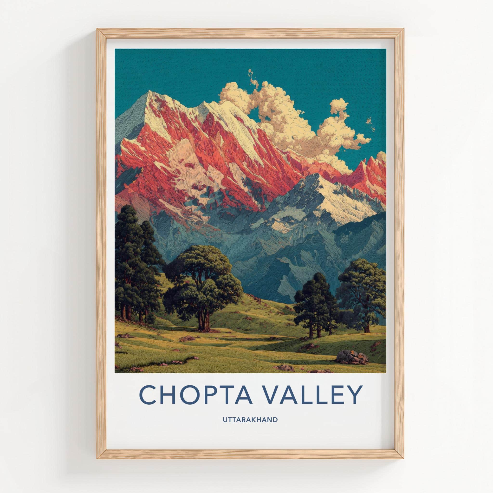 Chopta Valley Poster - India Travel Art - Uttarakhand Majestic Peaks Home Decor