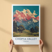 Chopta Valley Poster - India Travel Art - Uttarakhand Majestic Peaks Home Decor