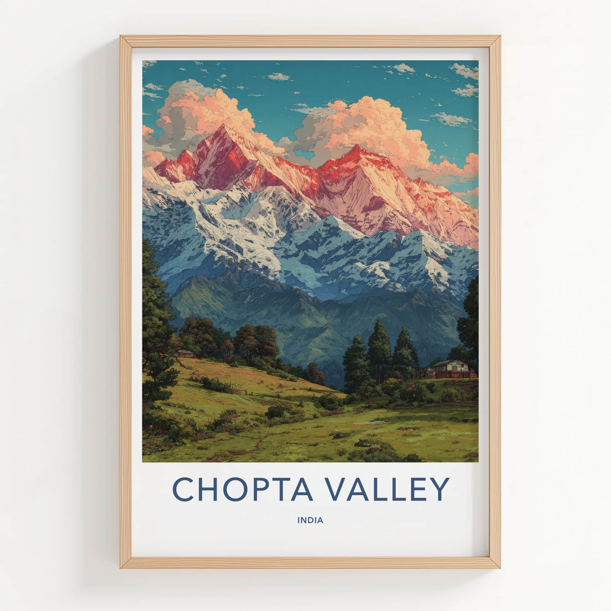 Chopta Valley Poster - India Uttarakhand Mountain Vista Home Decor