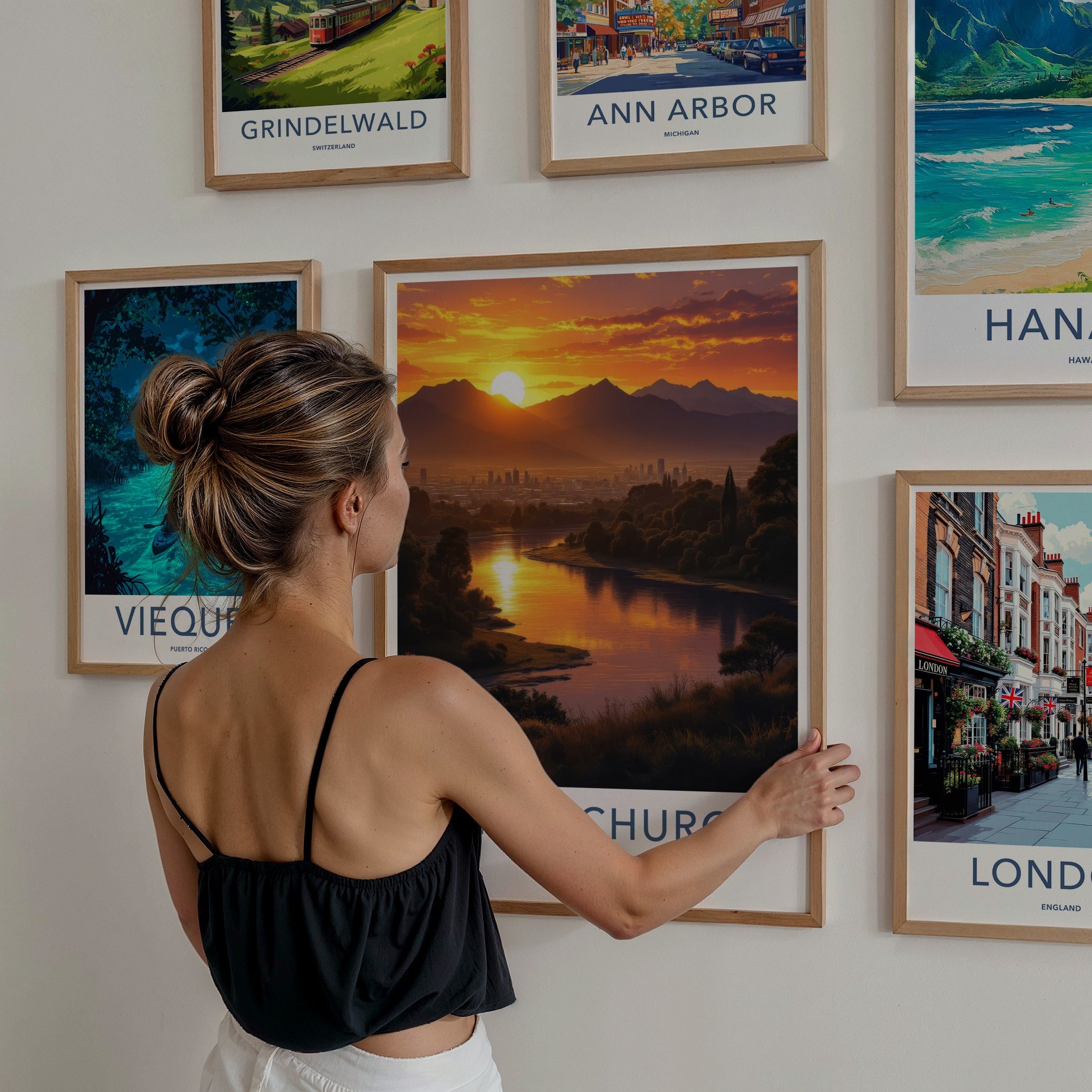 Christchurch Poster - New Zealand Travel Art - Golden River City Wall Decor