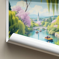 Christchurch Poster - New Zealand Travel Art - River Willow Church Wall Decor