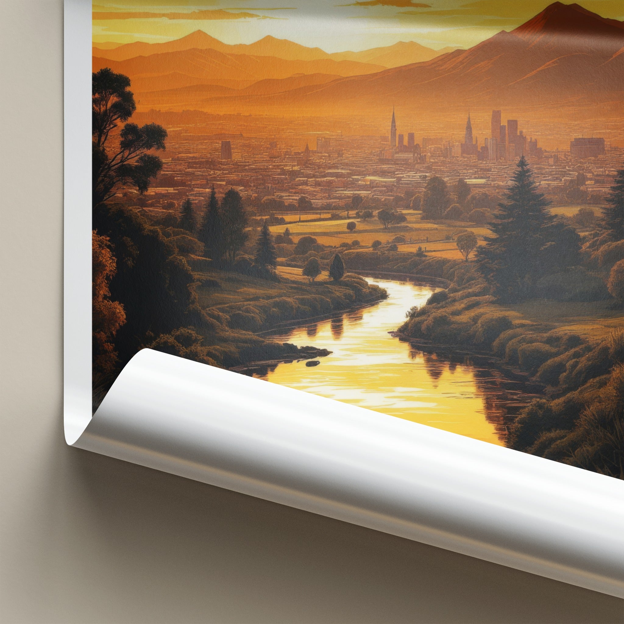 Christchurch Poster - New Zealand Travel Art - Sunset City River Home Decor