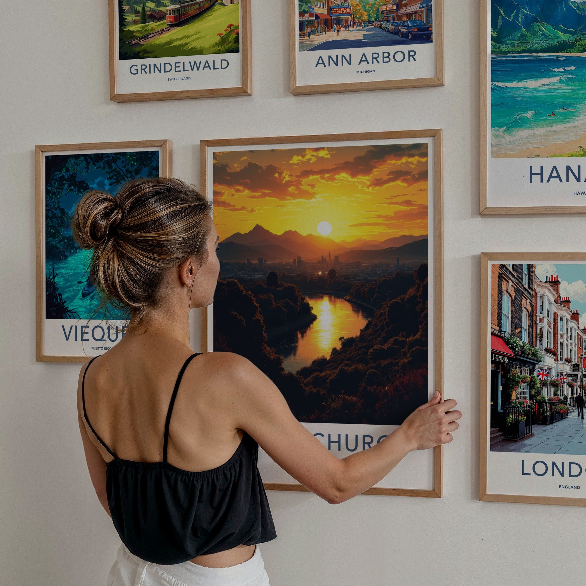 Christchurch Poster - New Zealand Travel Art - Vibrant River Sunset Wall Decor