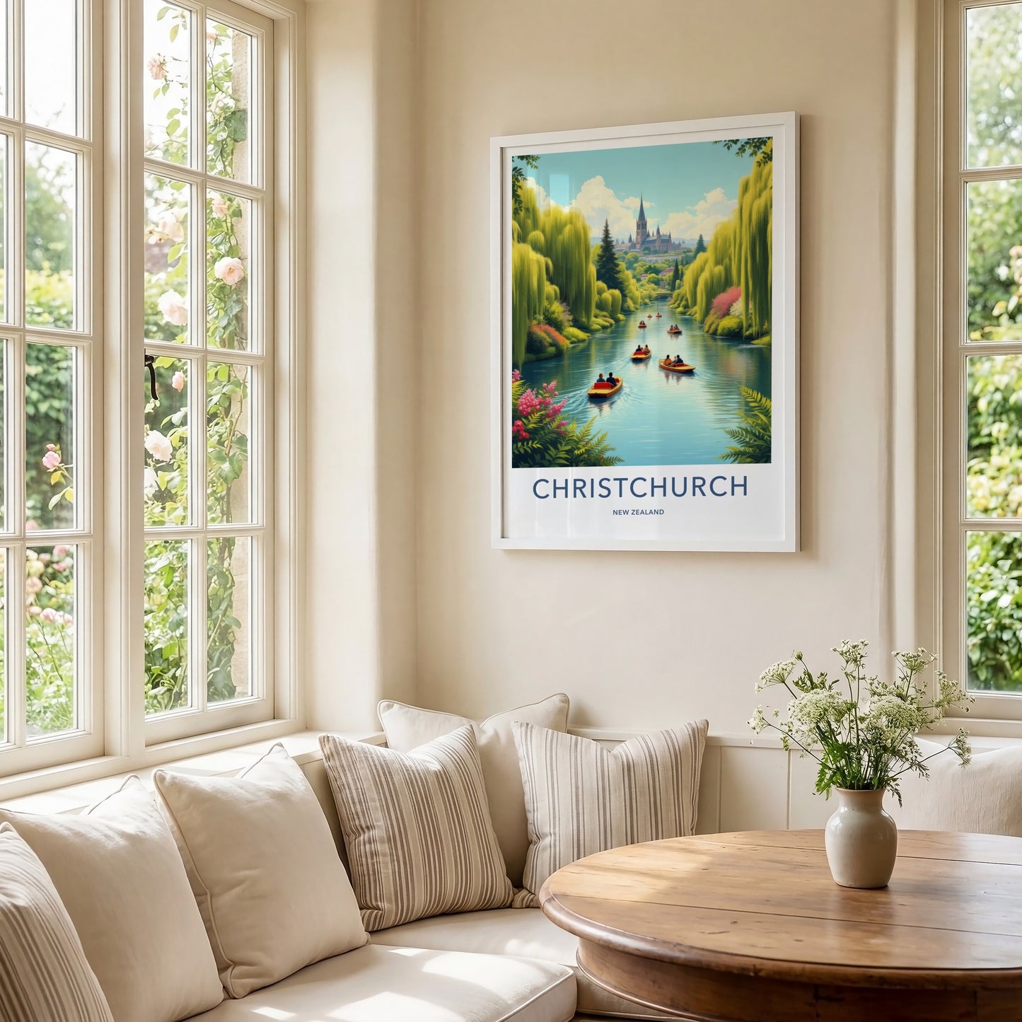 Christchurch Poster - New Zealand Travel Art - Willow River Cathedral Home Decor