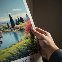 Christchurch Poster - New Zealand Travel Print - Punting Avon River Home Decor