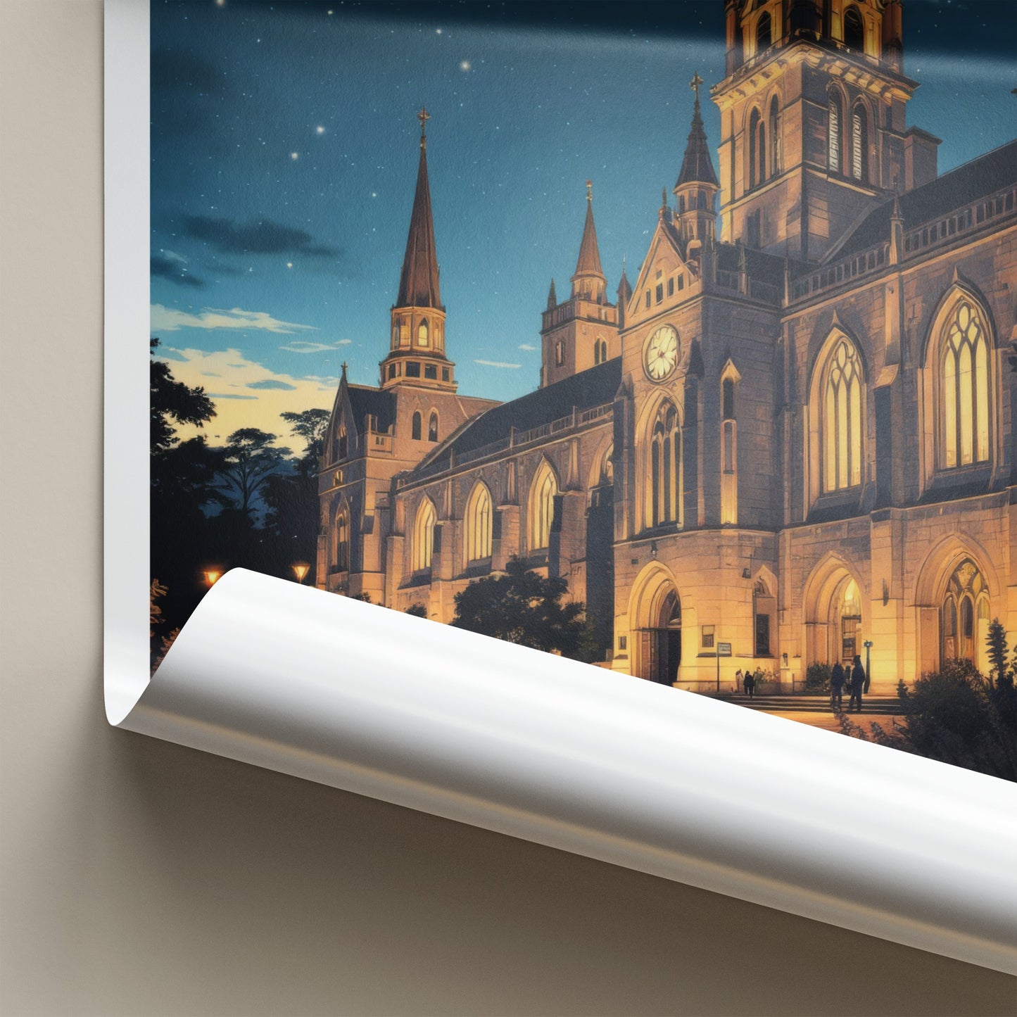 Christchurch Poster - New Zealand Wall Art - Starry Night Cathedral Home Decor