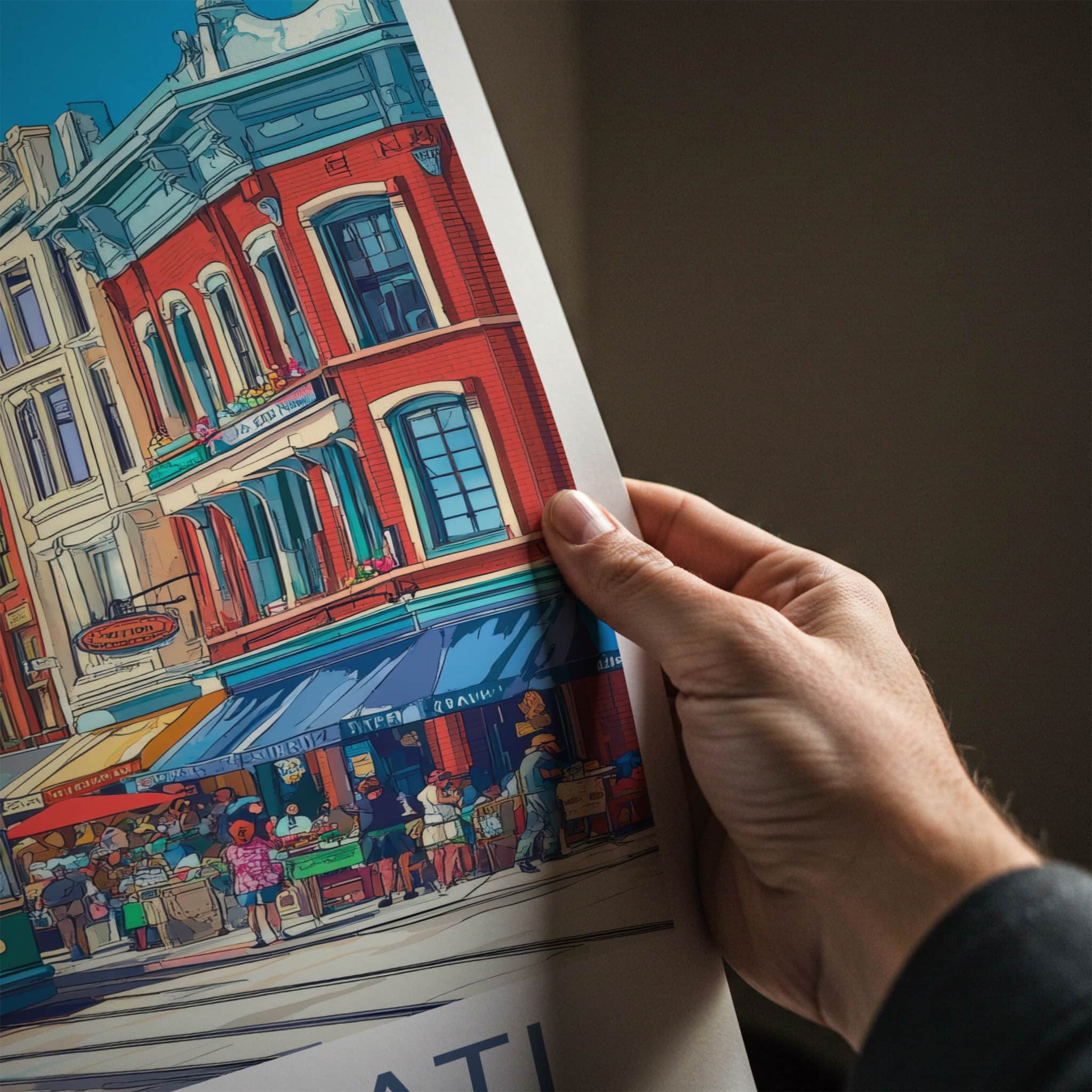 Cincinnati Poster - Ohio Travel Art - City Streetcar Scene Home Decor