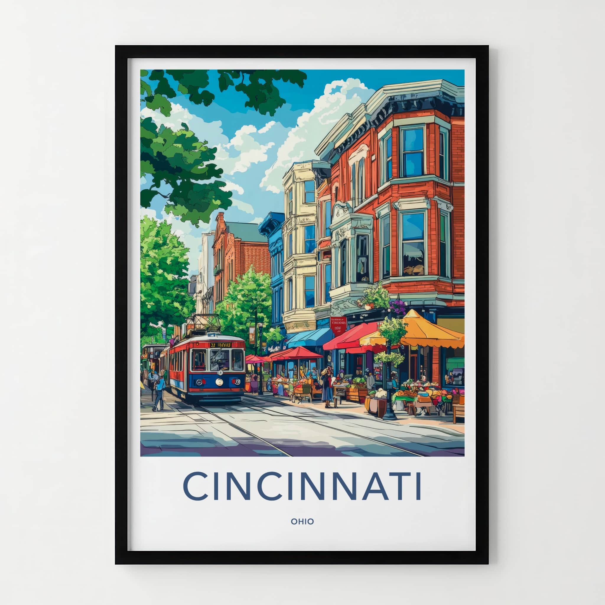 Cincinnati Poster - Ohio Travel Art - Lively City Street Home Decor