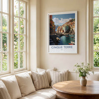Cinque Terre Poster - Italy Travel Art - Coastal Village Boats Home Decor