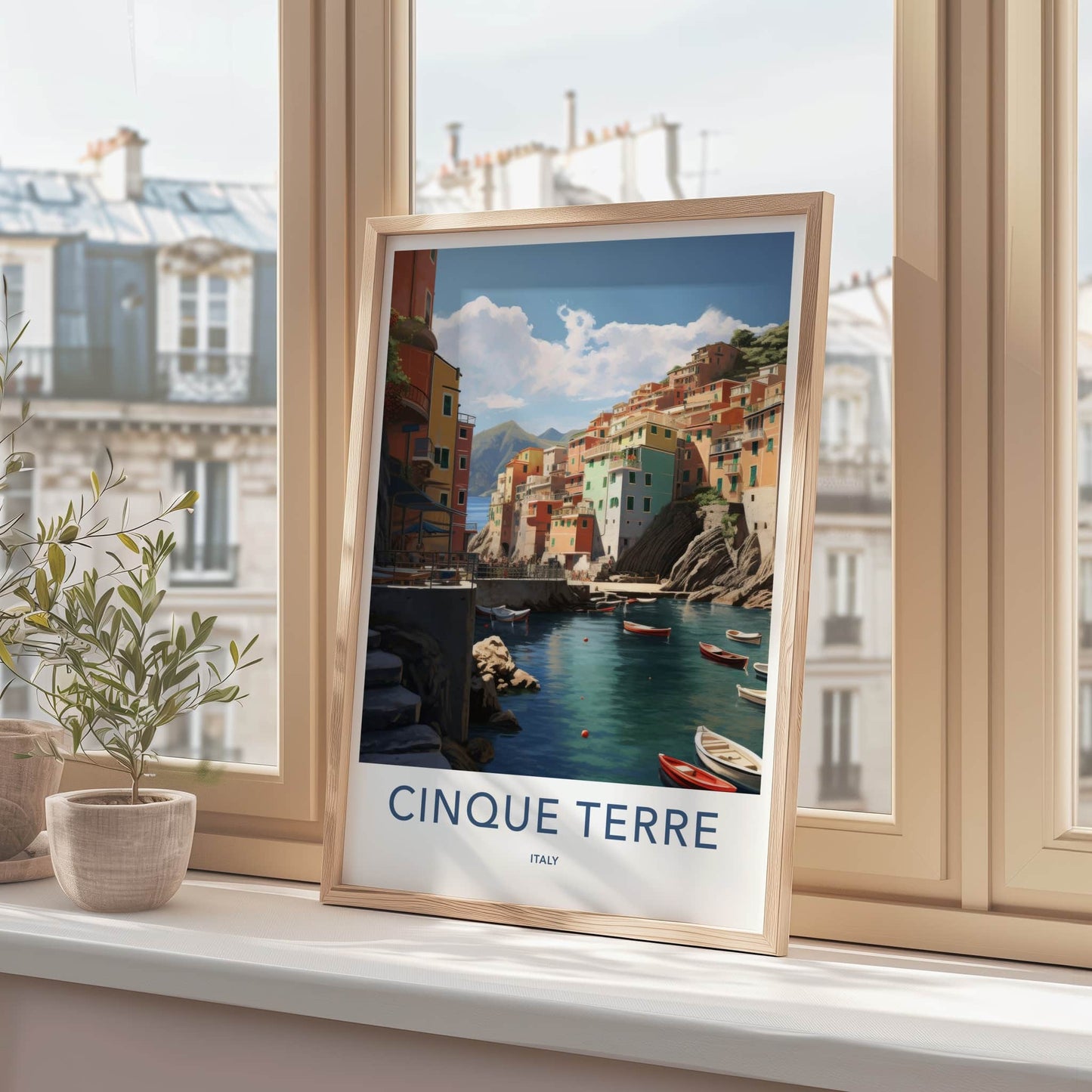 Cinque Terre Poster - Italy Travel Art - Coastal Village Boats Home Decor