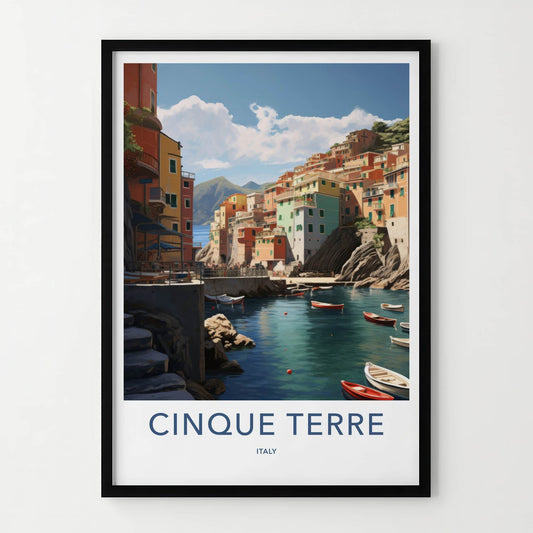 Cinque Terre Poster - Italy Travel Art - Coastal Village Boats Home Decor
