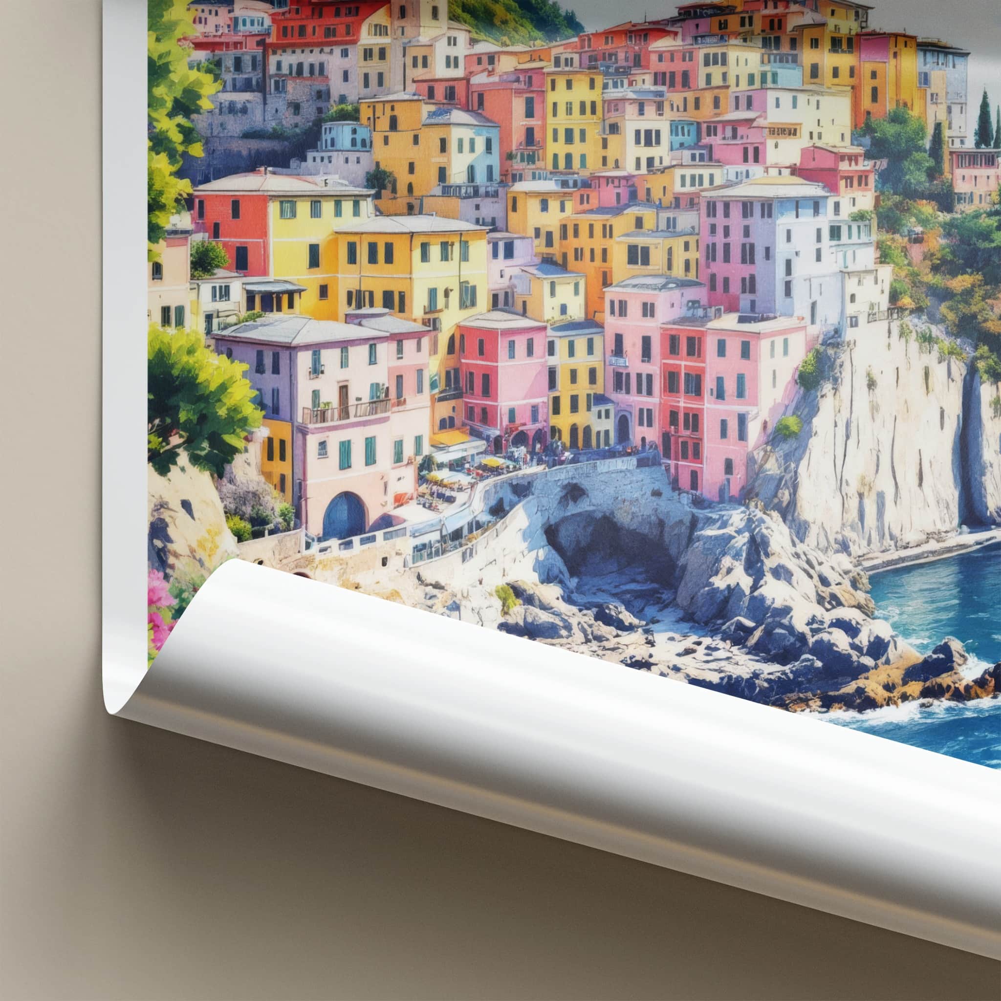 Cinque Terre Poster - Italy Travel Art - Colorful Cliffside Village Home Decor