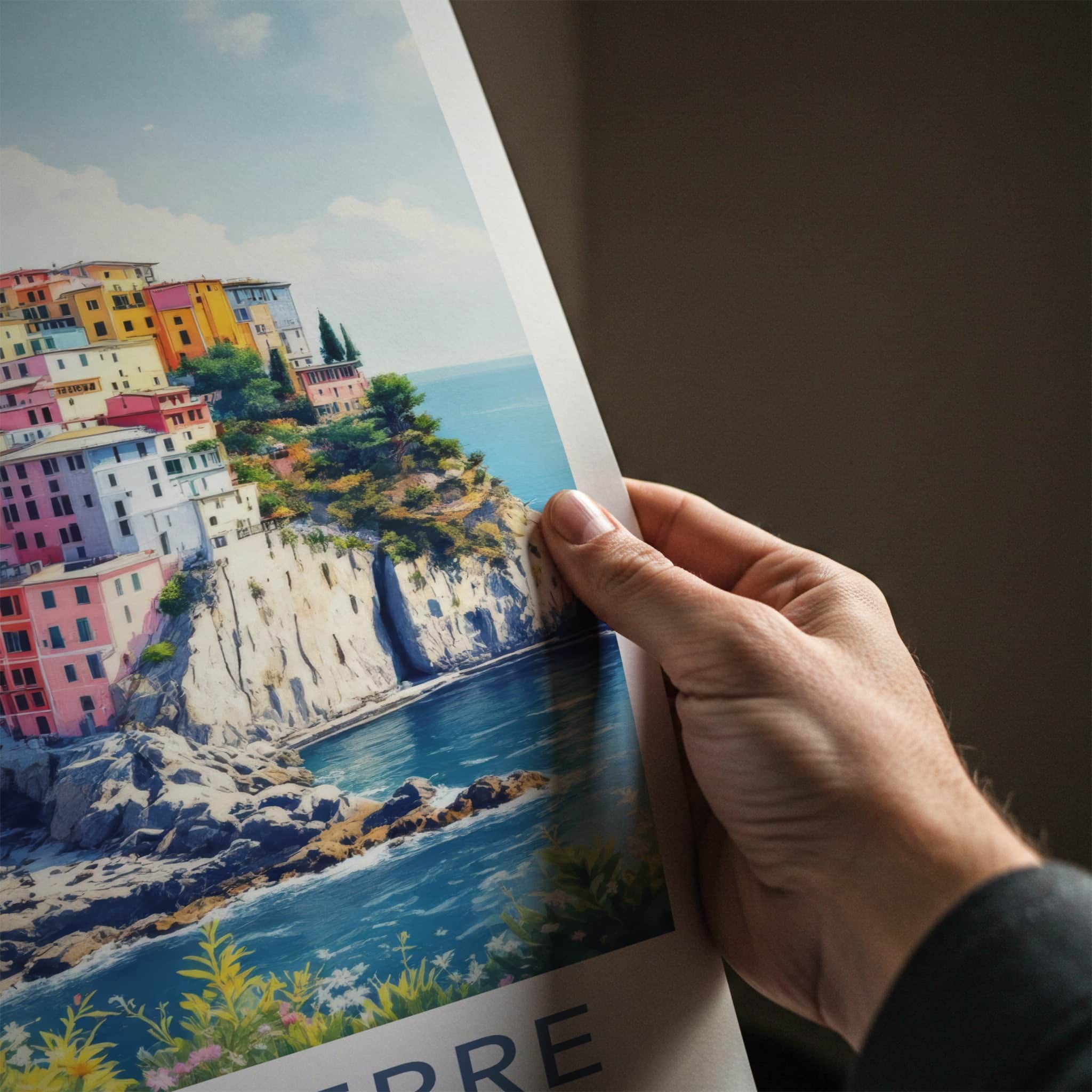 Cinque Terre Poster - Italy Travel Art - Colorful Cliffside Village Home Decor