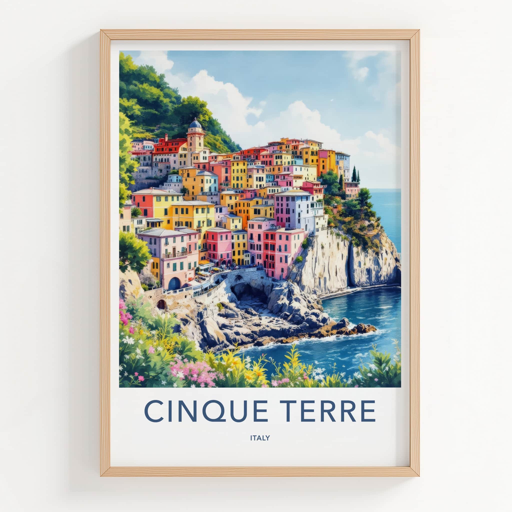 Cinque Terre Poster - Italy Travel Art - Colorful Cliffside Village Home Decor