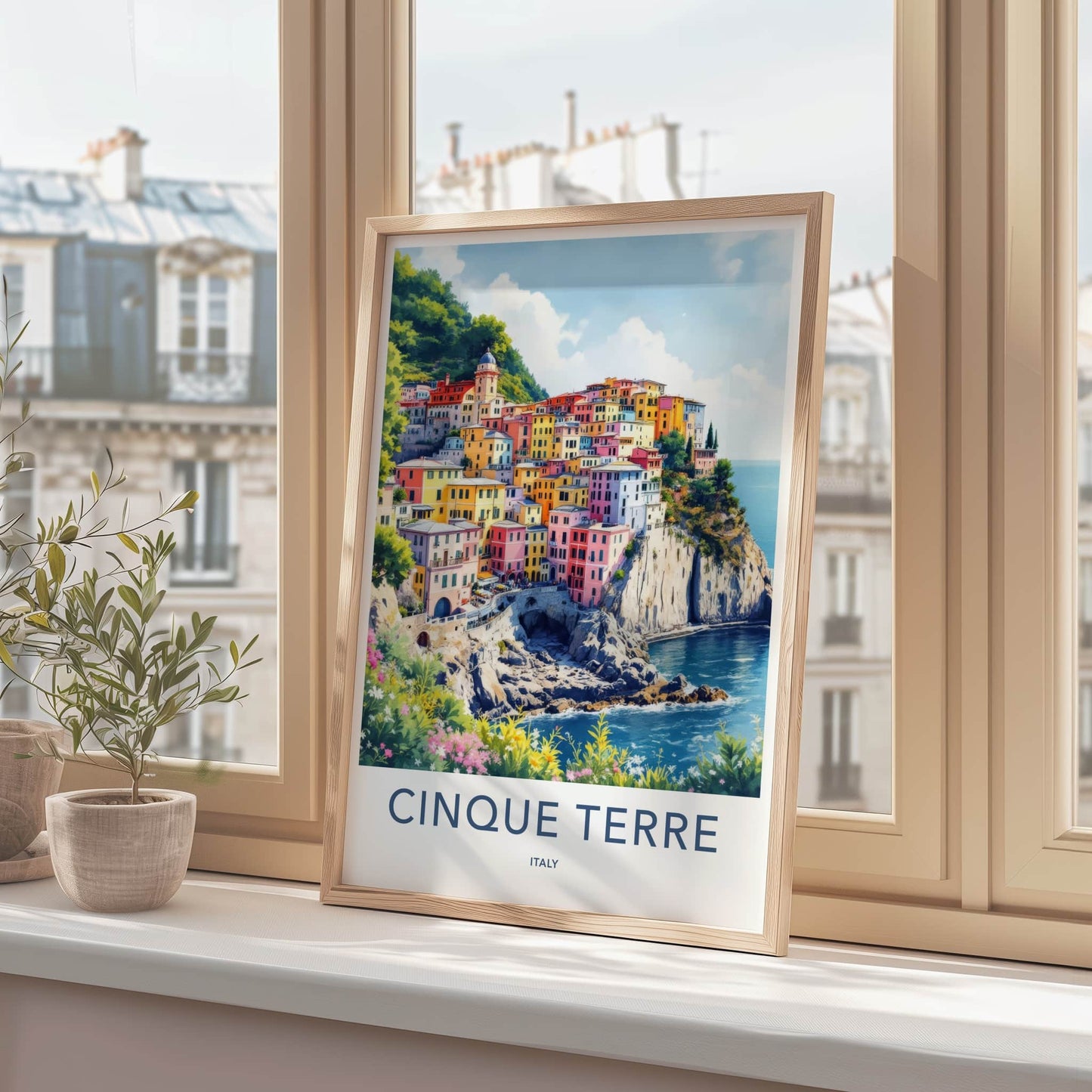 Cinque Terre Poster - Italy Travel Art - Colorful Cliffside Village Home Decor