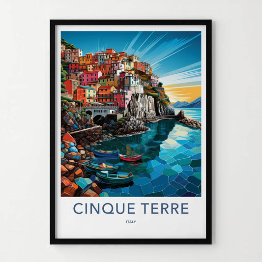 Cinque Terre Poster - Italy Travel Art - Colorful Cliffside Village Home Decor