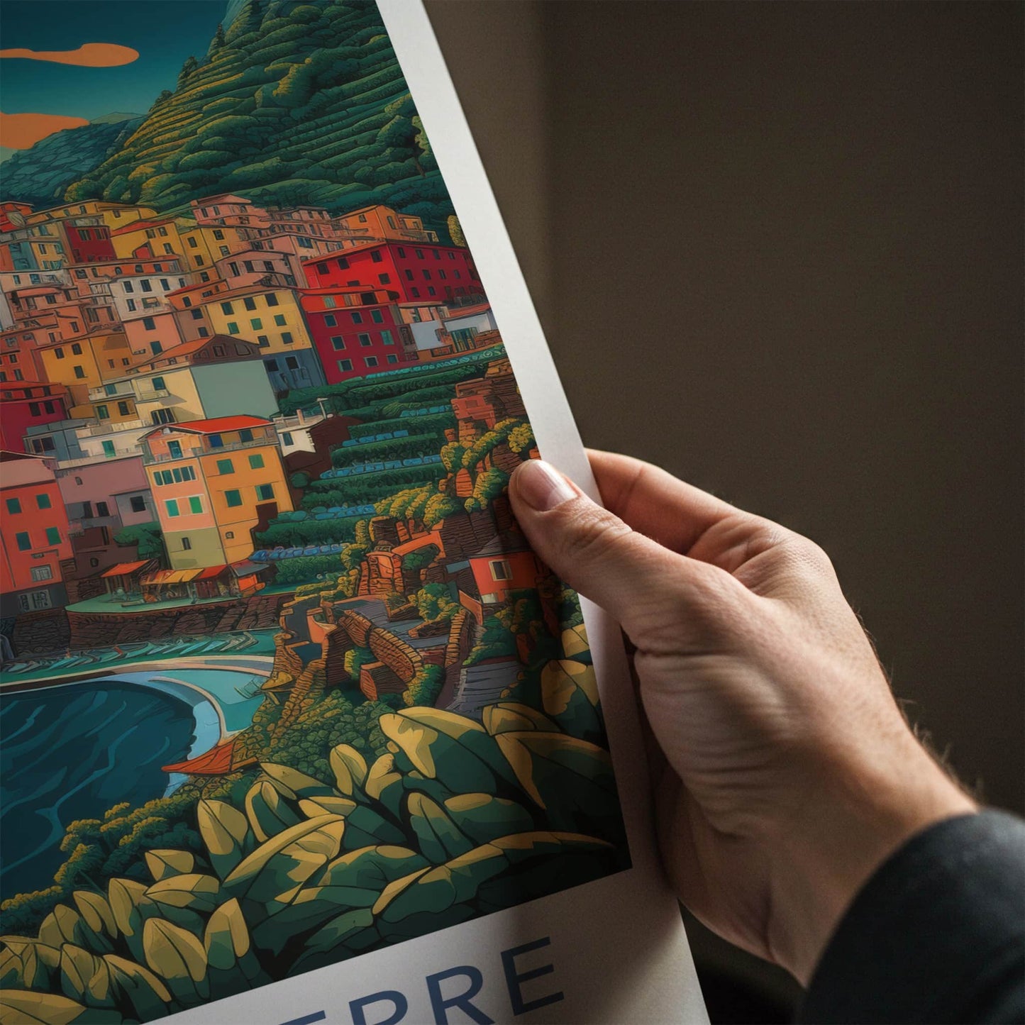 Cinque Terre Poster - Italy Travel Art - Colorful Cliffside Village Home Decor