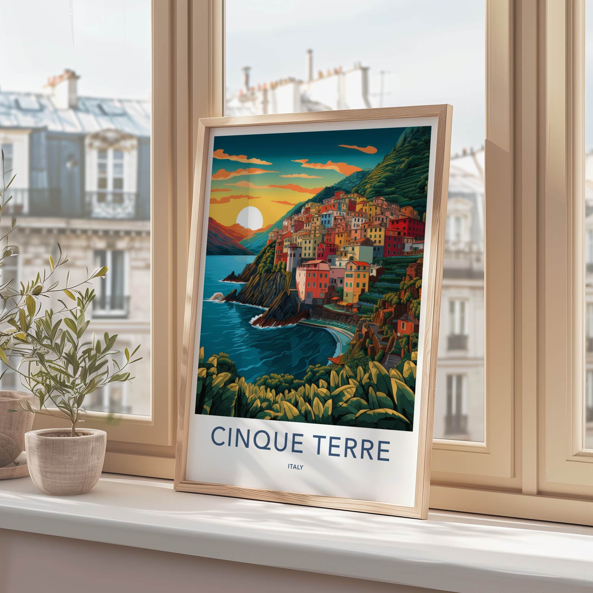 Cinque Terre Poster - Italy Travel Art - Colorful Cliffside Village Home Decor