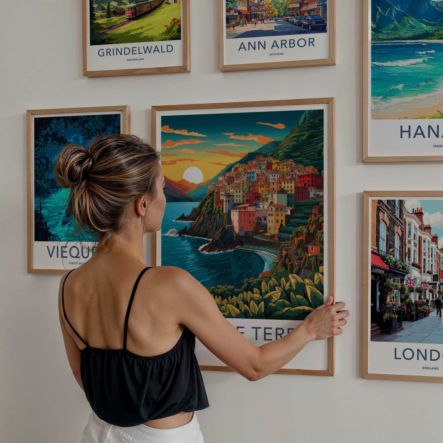 Cinque Terre Poster - Italy Travel Art - Colorful Cliffside Village Home Decor