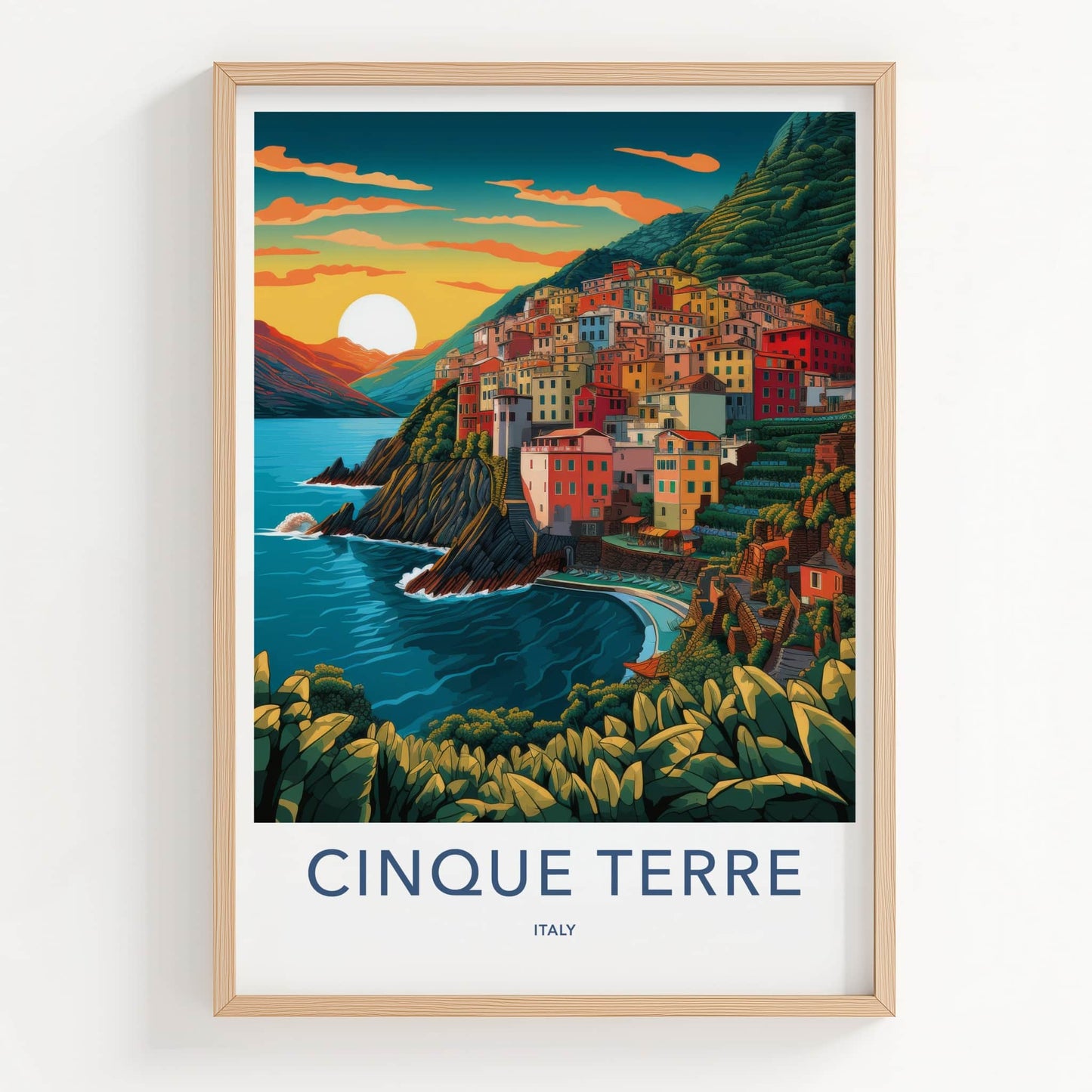 Cinque Terre Poster - Italy Travel Art - Colorful Cliffside Village Home Decor