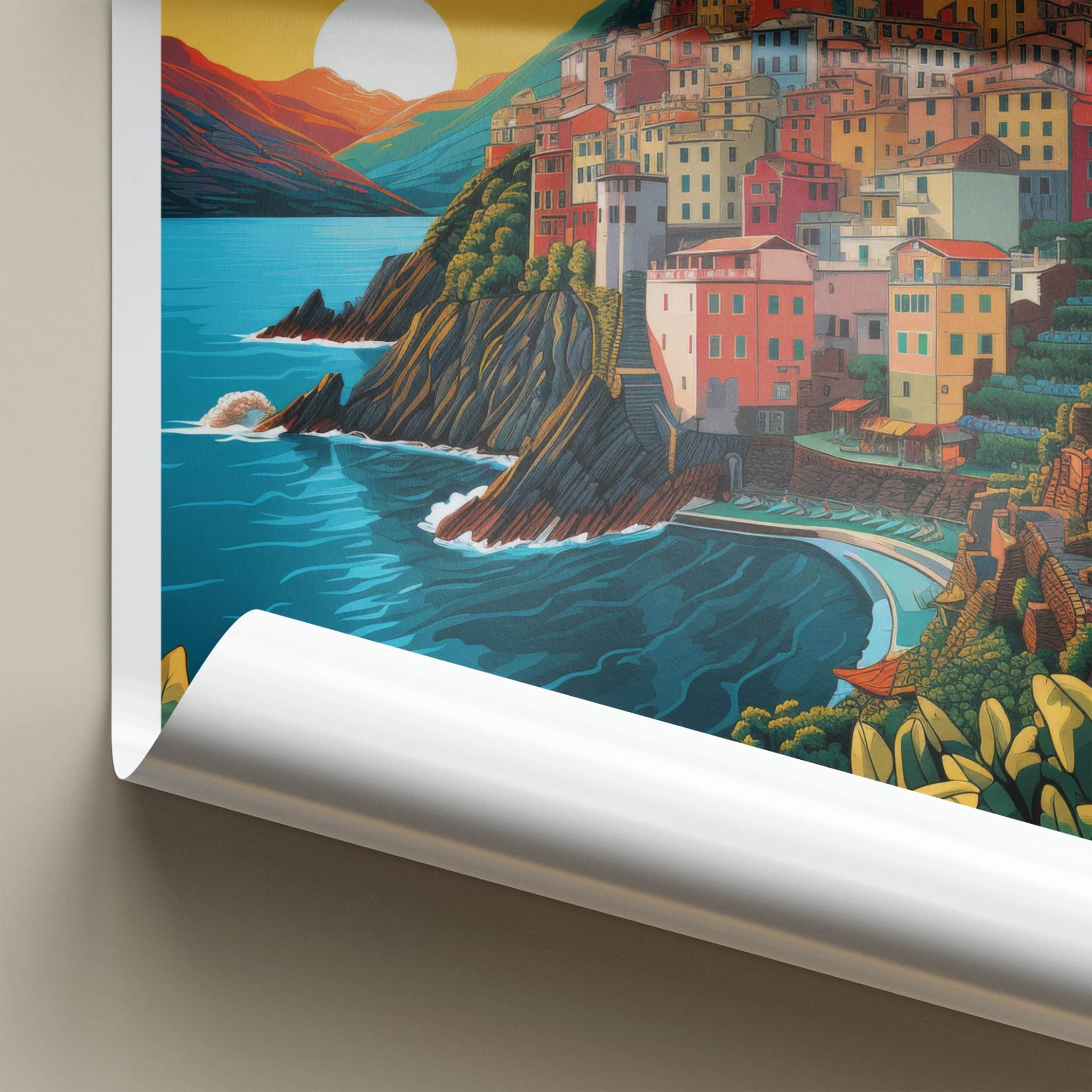 Cinque Terre Poster - Italy Travel Art - Colorful Cliffside Village Home Decor
