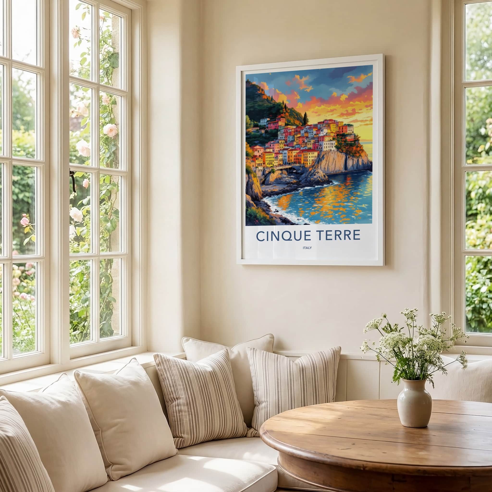 Cinque Terre Poster - Italy Travel Art - Vibrant Cliffside Village Home Decor