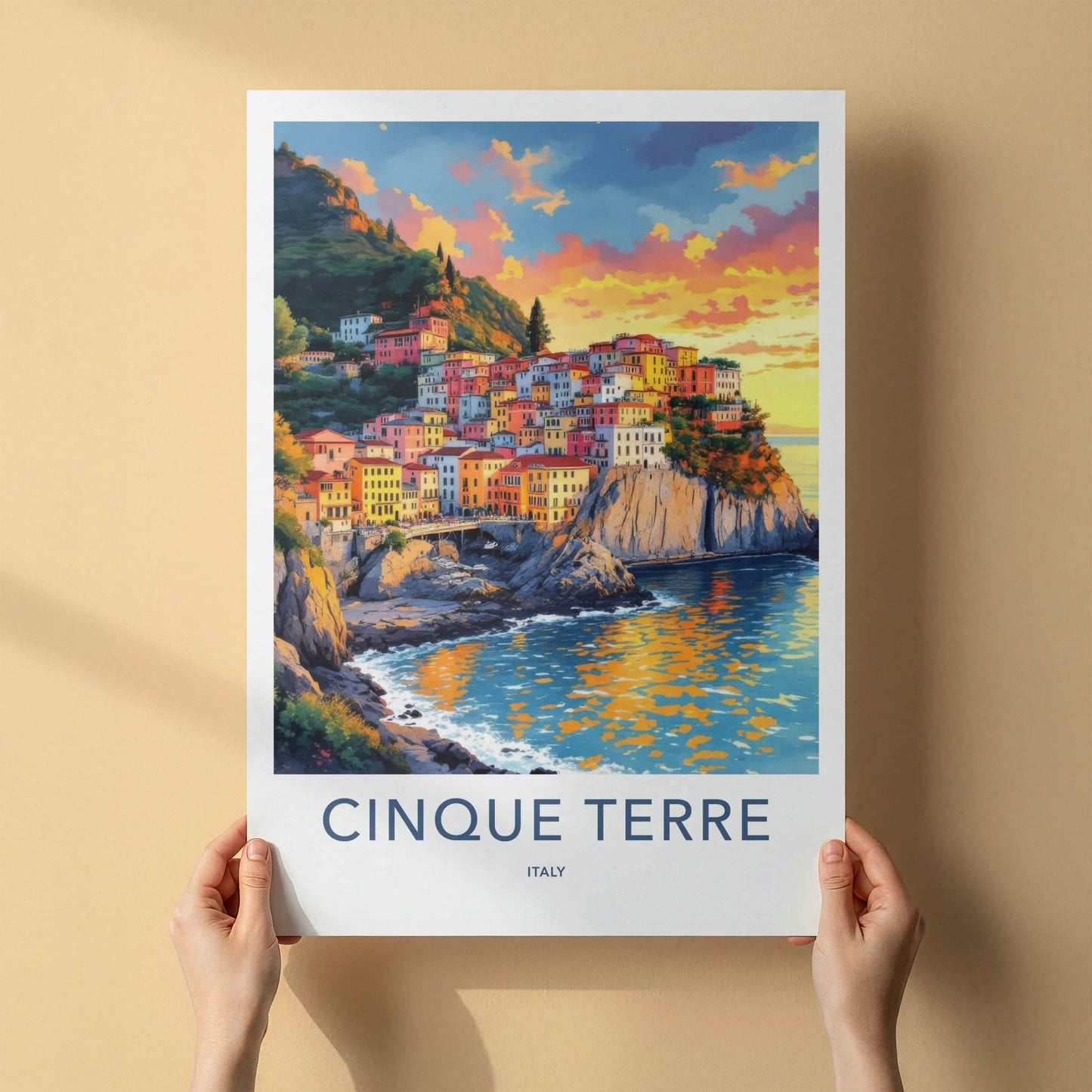 Cinque Terre Poster - Italy Travel Art - Vibrant Cliffside Village Home Decor