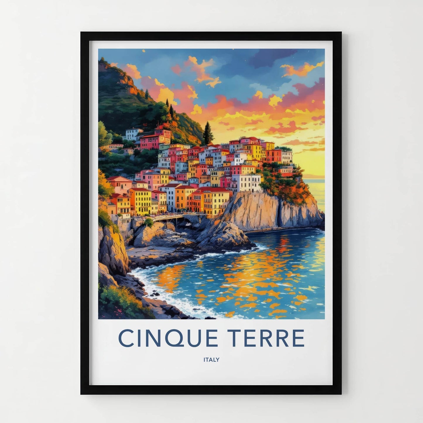 Cinque Terre Poster - Italy Travel Art - Vibrant Cliffside Village Home Decor
