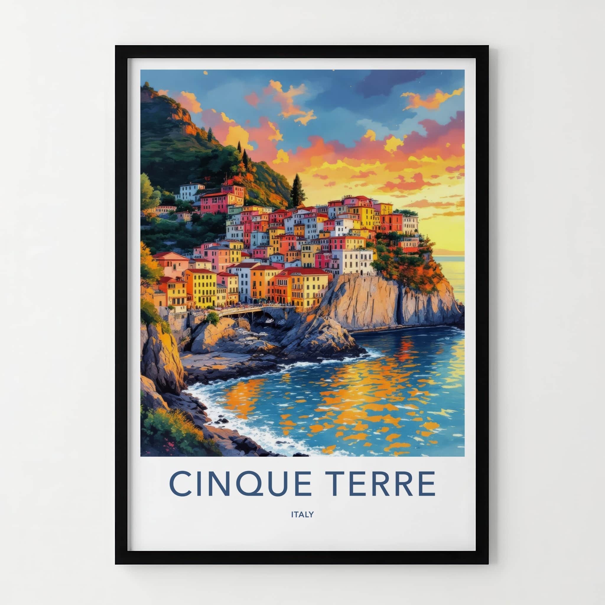 Cinque Terre Poster - Italy Travel Art - Vibrant Cliffside Village Home Decor