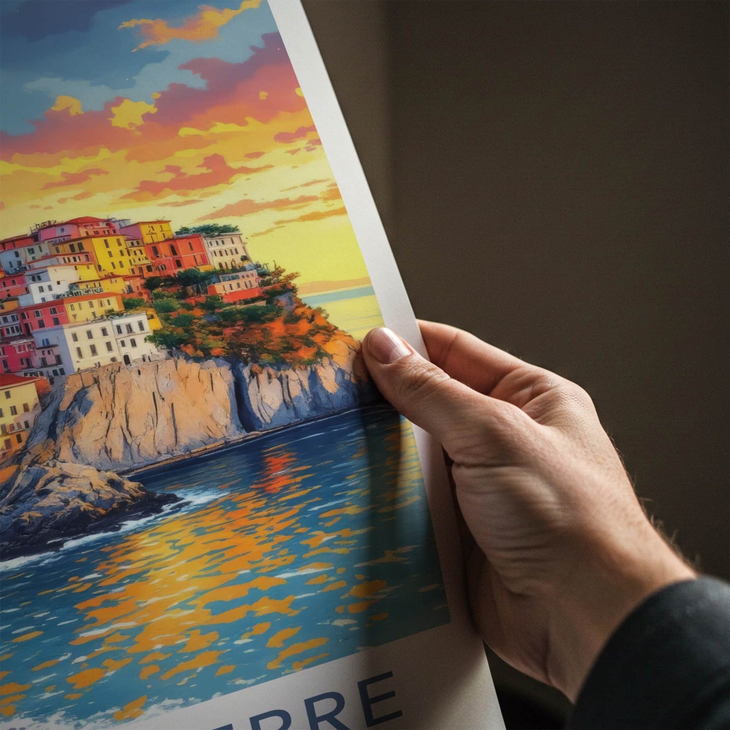 Cinque Terre Poster - Italy Travel Art - Vibrant Cliffside Village Home Decor