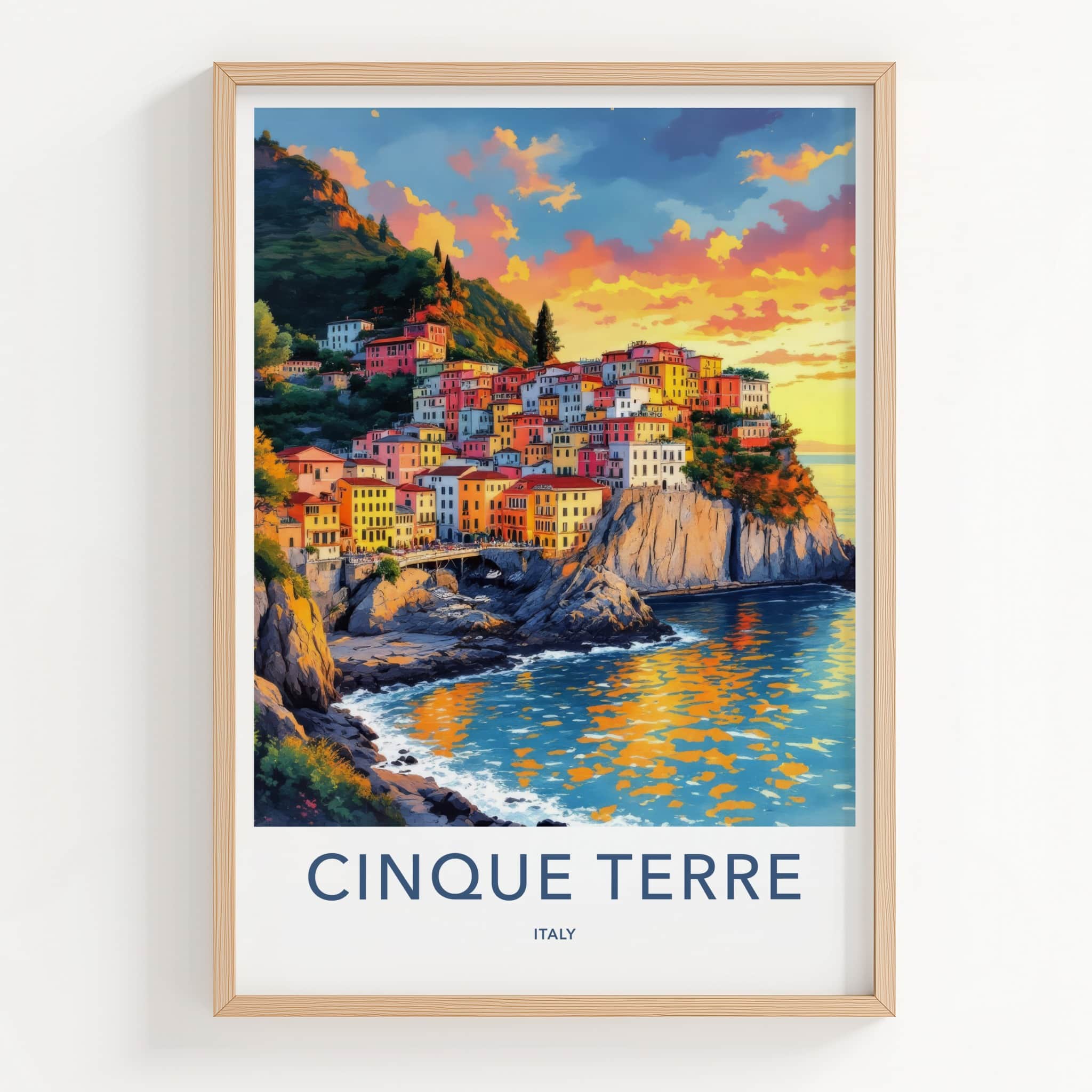 Cinque Terre Poster - Italy Travel Art - Vibrant Cliffside Village Home Decor