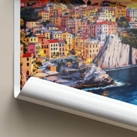 Cinque Terre Poster - Italy Travel Art - Vibrant Coastal Sunset Wall Decor