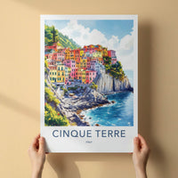 Cinque Terre Poster - Italy Travel Art - Vibrant Coastal Village Home Decor